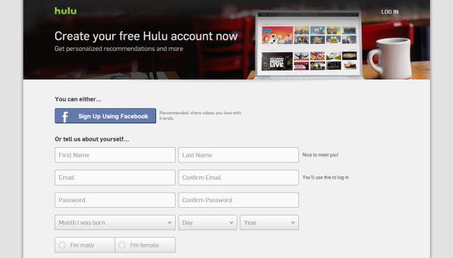 Trang đăng ký Hulu Plus bên ngoài Hoa Kỳ với Getflix